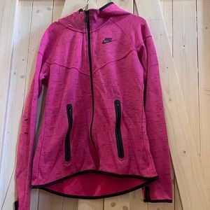 Pink Nike Women’s athletic zipper with hoodie